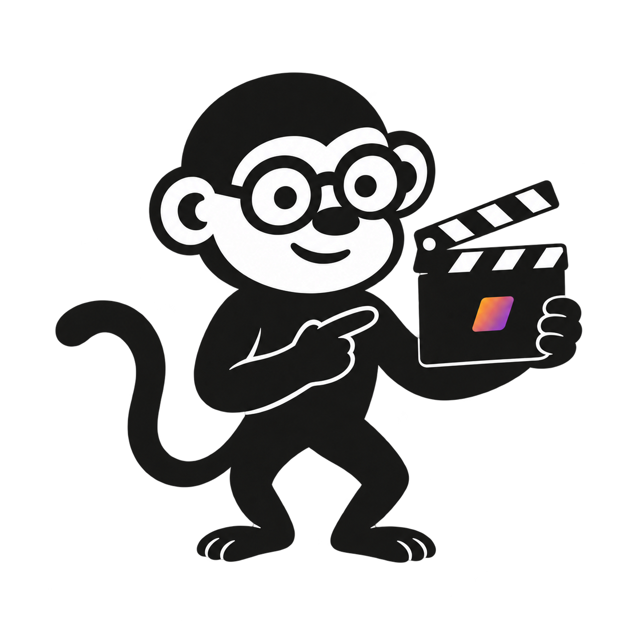 Integrity’s monkey mascot holding a film clapperboard